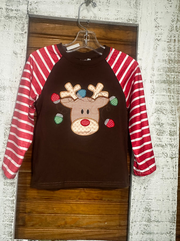Reindeer T-Shirt w/ Striped Arms