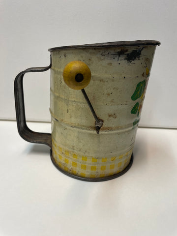 1940-50s Hodges Yellow Flour Sifter