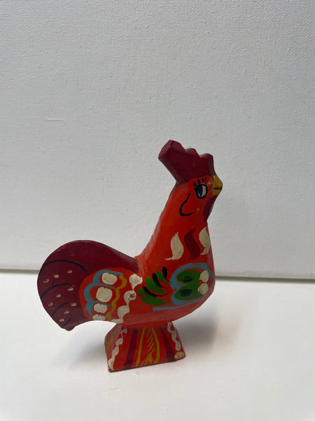 3.5"H 2.75"W Vintage Swedish Dala Rooster-Red