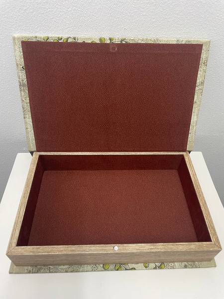 10"x6 1/2"Blue Faux Storage Book w/birds
