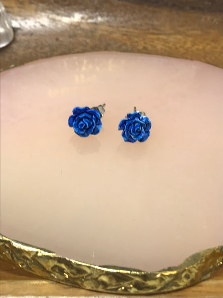 Blue Rose Earrings