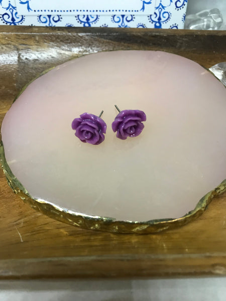 Purple Rose Earrings