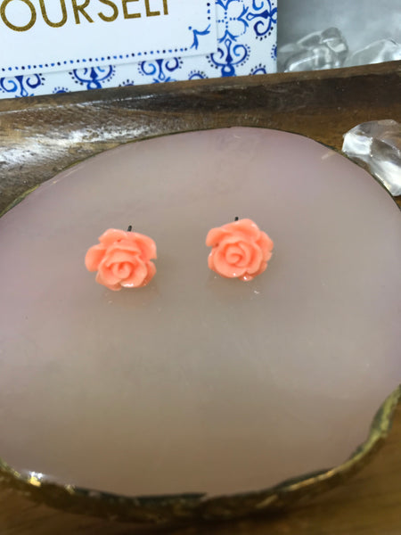 Coral Rose Earrings