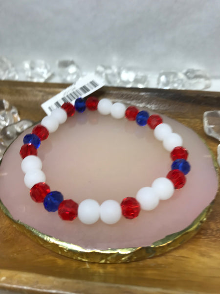 Red, White, and Blue Beaded Bracelet