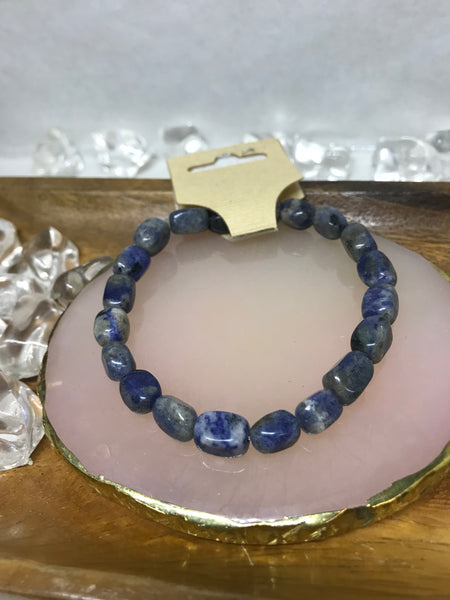 Blue Oval Marble Beaded Bracelet