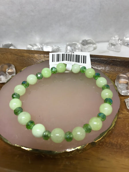 Green and Light Green Beaded Bracelet
