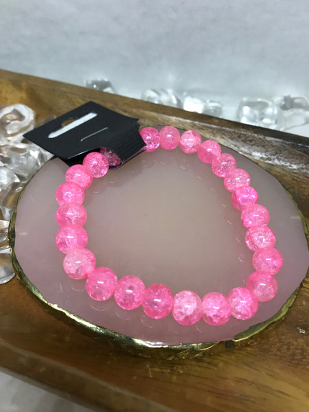 Glitter Pink Beaded Bracelet