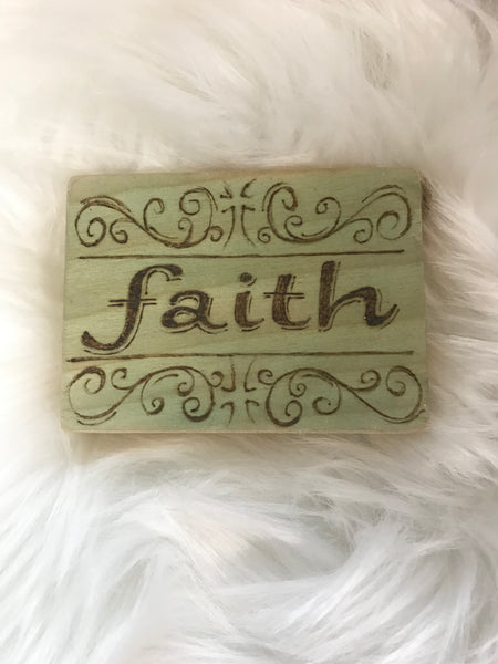 Green "Faith" Plaque with Designs