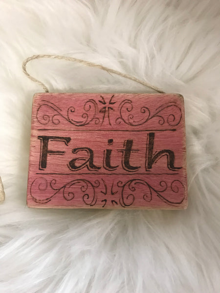 Red "Faith" Plaque with Designs