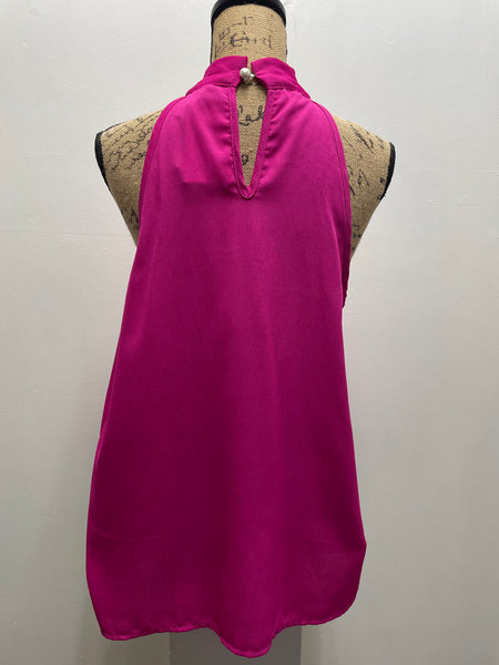 Hot Pink Halter Top w/Pearl Button on Back