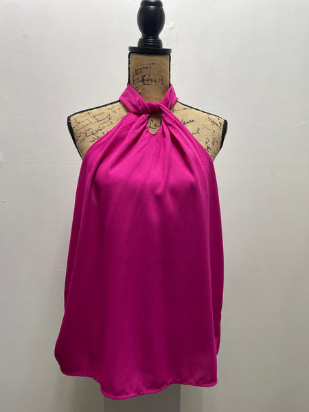 Hot Pink Halter Top w/Pearl Button on Back
