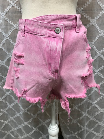 Pink Distressed Shorts