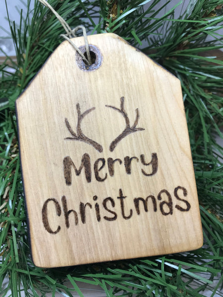 merry christmas w/antlers tag