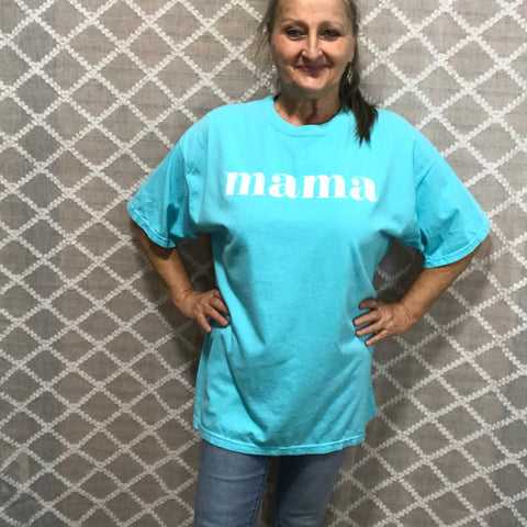 Mama T-Shirts-Teal/w White Letters