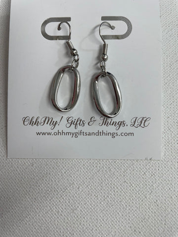 Silver Twisted Oval Earrings