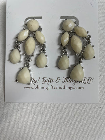Silver White Pebble Dangle Earrings