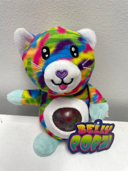 Stuffed Animal w/Belly Popz-Multi Color Cat