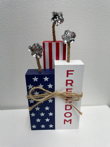 FREEDOM Red/White/Blue Shelf Sitter w/Stars