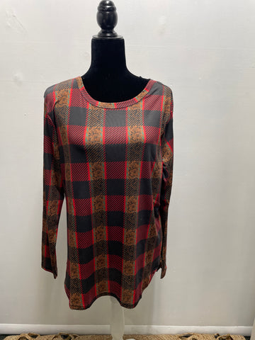 crazy train shirt-red black teal LS