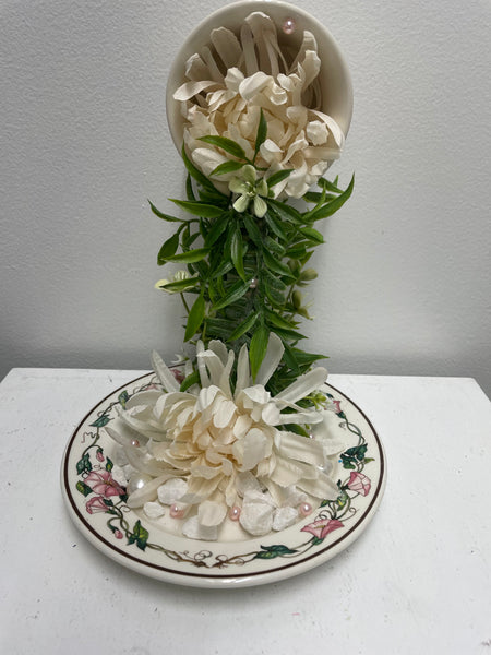 Home Decor Cup & Dish w/flowers