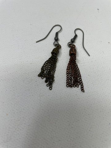 Dangle 2"Long Bronze color Strand Earrings
