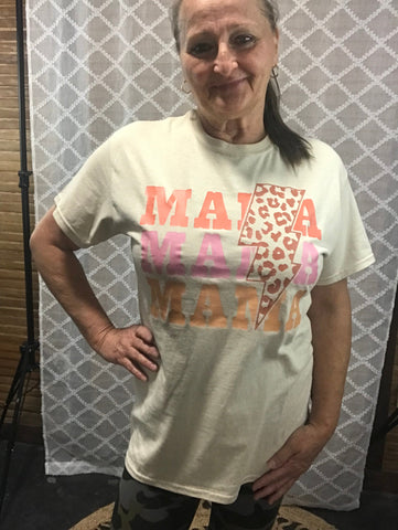 Triple Mama T-shirt with Lightening Rod Animal Print