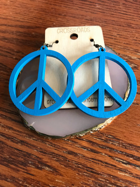 Peace Sign Wood Earrings