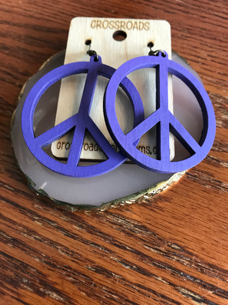 Peace Sign Wood Earrings