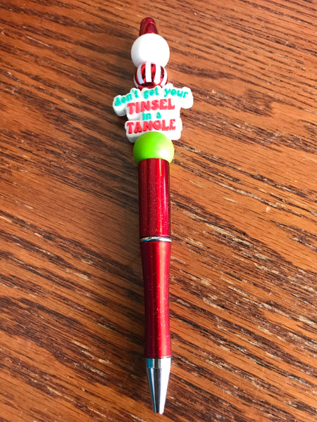 Beaded Pens-dont get your tinsel in a tangle christmas