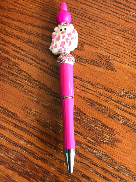 Beaded Pens-booo cow-Pink 