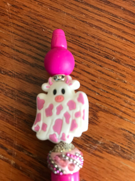 Beaded Pens-Pink booo cow