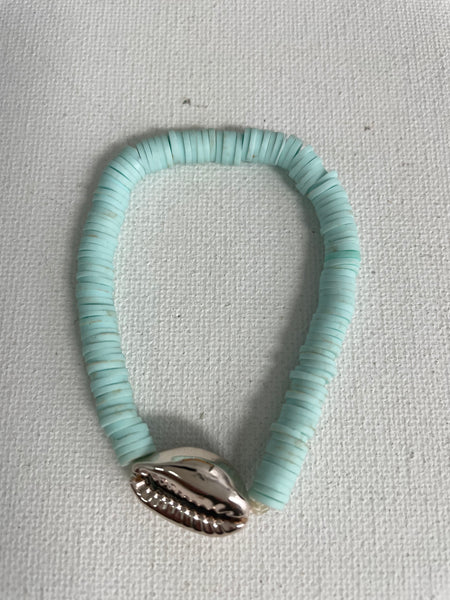 Shell bracelet-teal silver shell