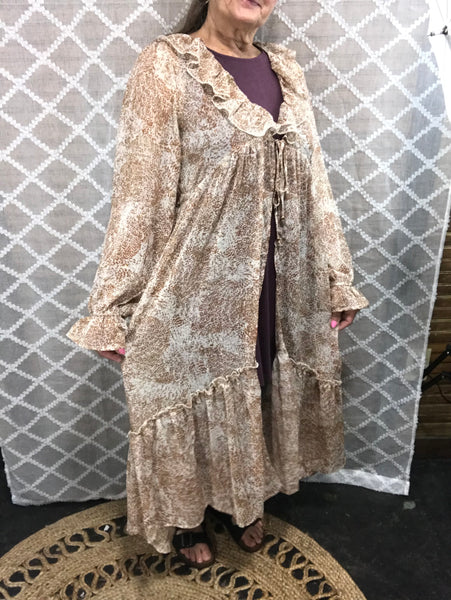 Tie Front Sheer Floral Cardigan