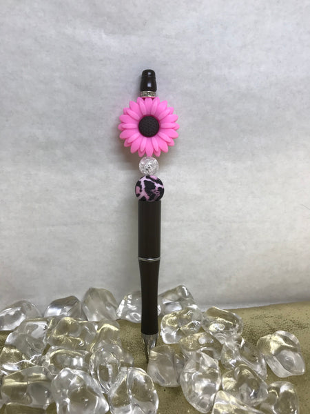 Beaded Pens-Pink flower