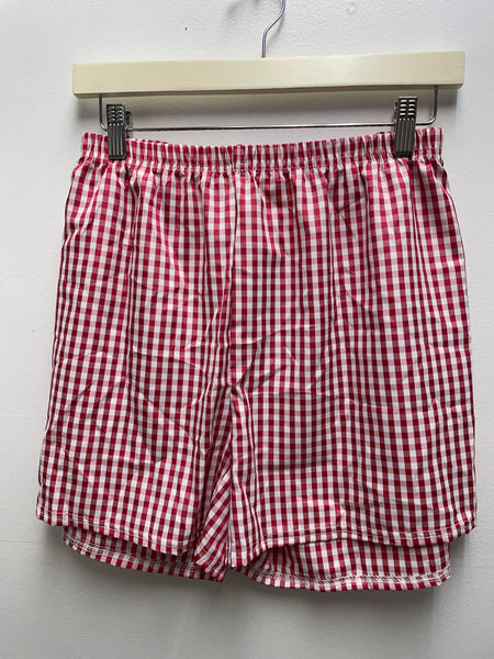 Gingham Shorts-Red White Stripe
