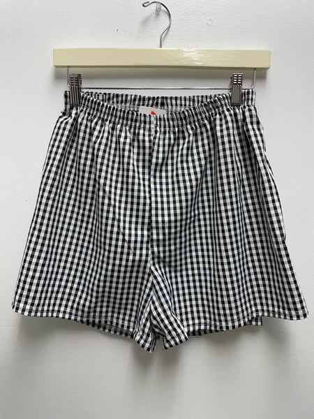Gingham Shorts-Black & White Stripe