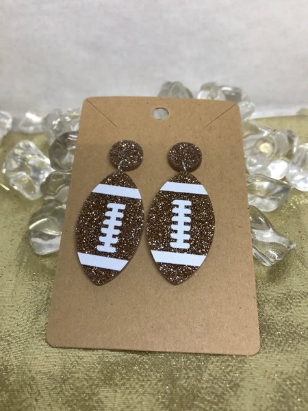 Glitter Resin Football Earrings-Gold