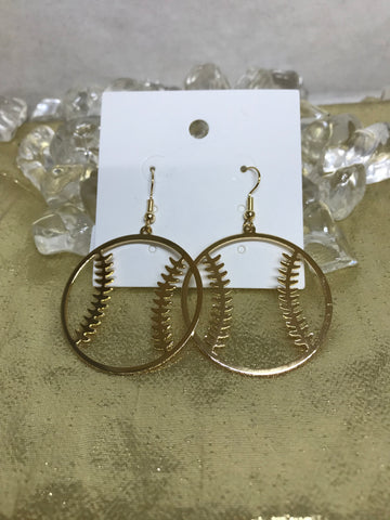 Gold Baseball/Softball Earrings