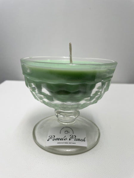 Homemade Soy Candles-4 oz.Fancy cup-Pomelo Punch- green