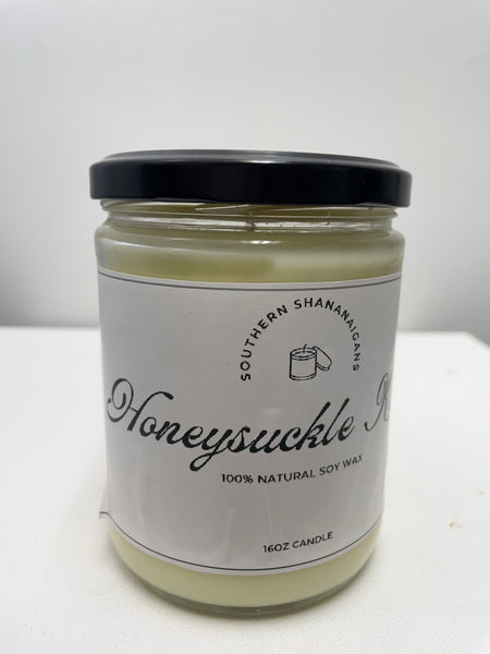 Homemade Soy Candles-16 oz. Honeysuckle -White