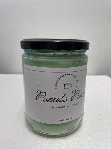 Homemade Soy Candles-16 oz. Pomelo Punch -green