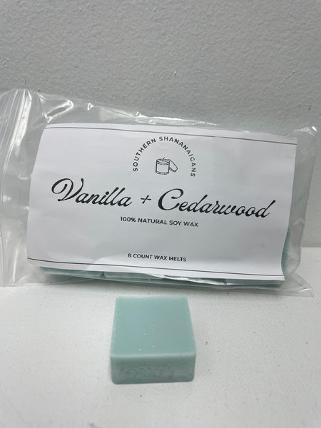 Homemade 8 count Wax Melts-Vanilla & Cedarwood