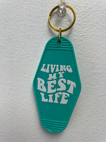 3 1/2" x 2" Keychains-living my best life-green
