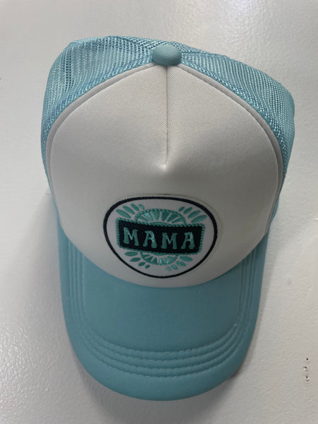 Baseball Hats-Teal/White MAMA