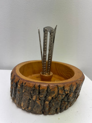 Tree Trunk Nut Cracker Bowl w/attachments