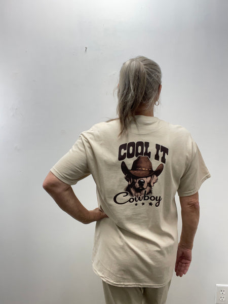 Gildan T-shirts-back Cool It Cowboy with Dog in Hat