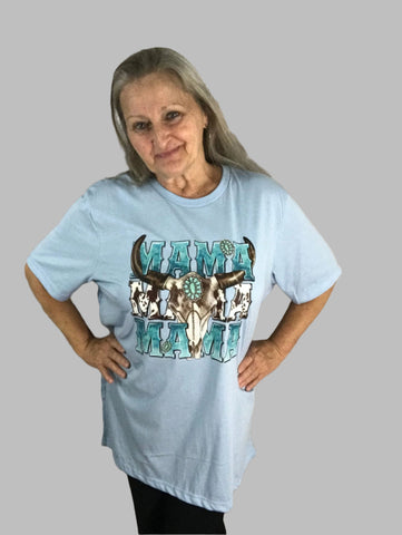 Western Mama T-Shirt-blue