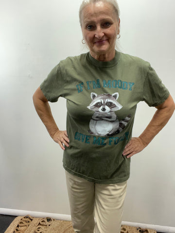 Gildan T-shirts-Green If im moody /racoon