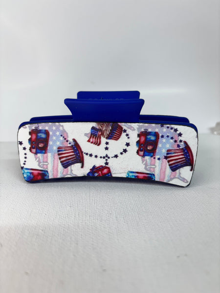 Hair clips-Bicentennial Red White Blue