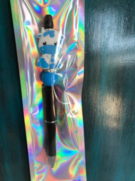 Beaded Pens-Blue Cow